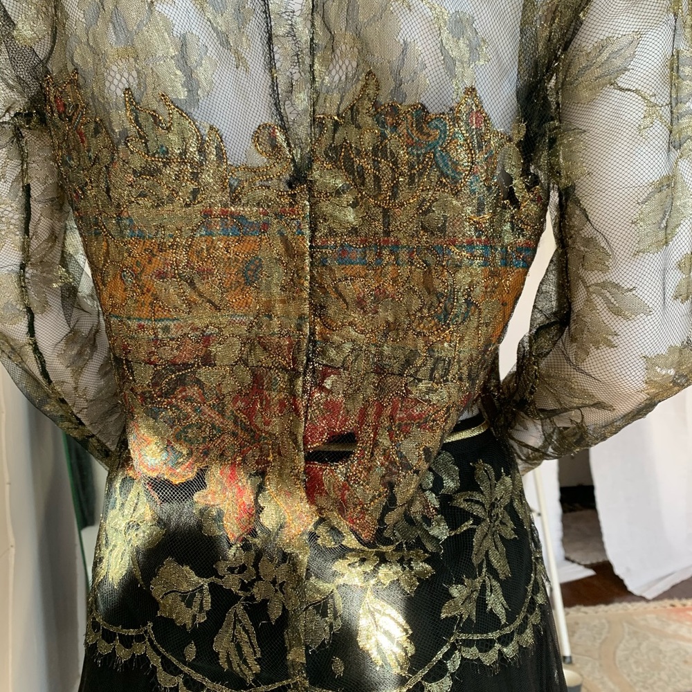 Oscar de la Renta vintage metallic lace top - Picture 6 of 16